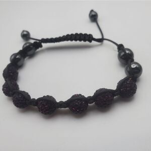 Purple garnet rhinestone ball paracord bracelet‎